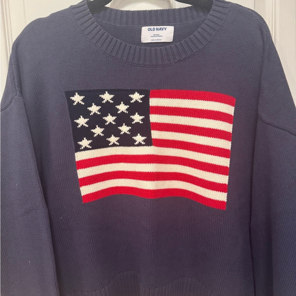 Old Navy  Blue Sweater with American Flag Design